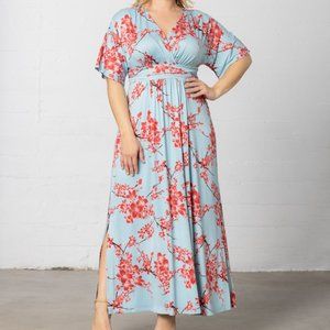 Kiyonna Vienna Kimono Sleeve Long Maxi Dress Cherry Blossom Size 1X
